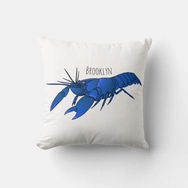 Coussin Illustration de dessin animé d'écrevisse marron bl (Recto)