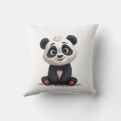 Coussin Illustration de dessin animé d'ours panda assis (Verso)
