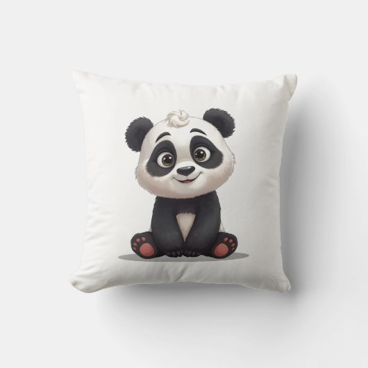 Coussin Illustration de dessin animé d'ours panda assis (Recto)