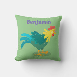 Coussin Illustration de dessin animé d'un coq qui chante m