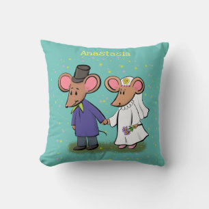 Coussin Illustration de dessin animé d'un couple de souris