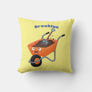 Coussin Illustration de dessin animé d'une brouette orange
