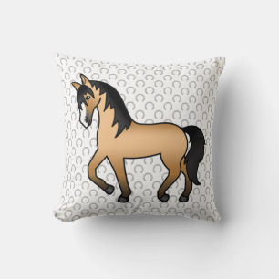Coussin Illustration de dessin animé mignon de cheval trot