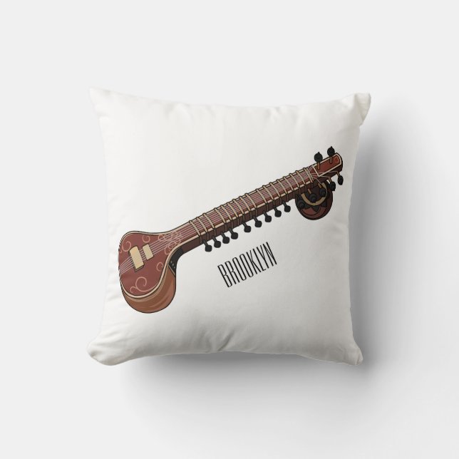 Coussin Illustration de dessin de Sitar (Recto)