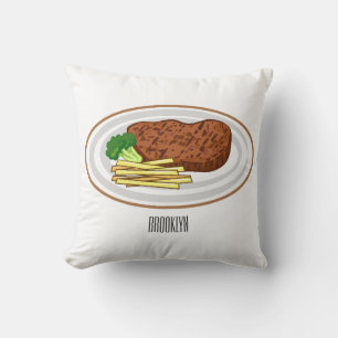 Coussin Illustration de dessin de steak