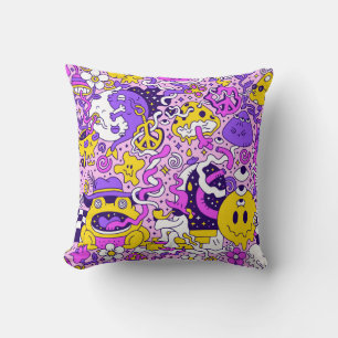 Coussin Illustration de dessin hippy Style