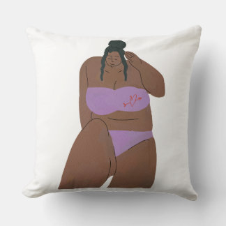 Coussin Illustration de femme positive corporelle en maill