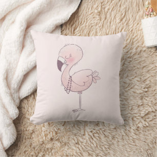 Coussin Illustration de Flamant rose rose mou