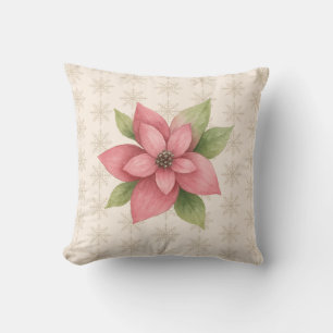 Coussin Illustration de fleur de Poinsettia à motif de flo