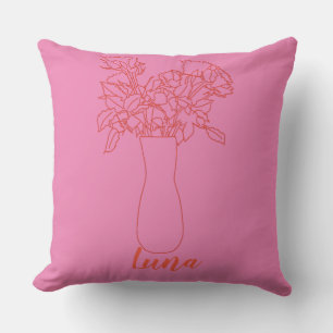 Coussin Illustration de fleur originale de ligne moderne