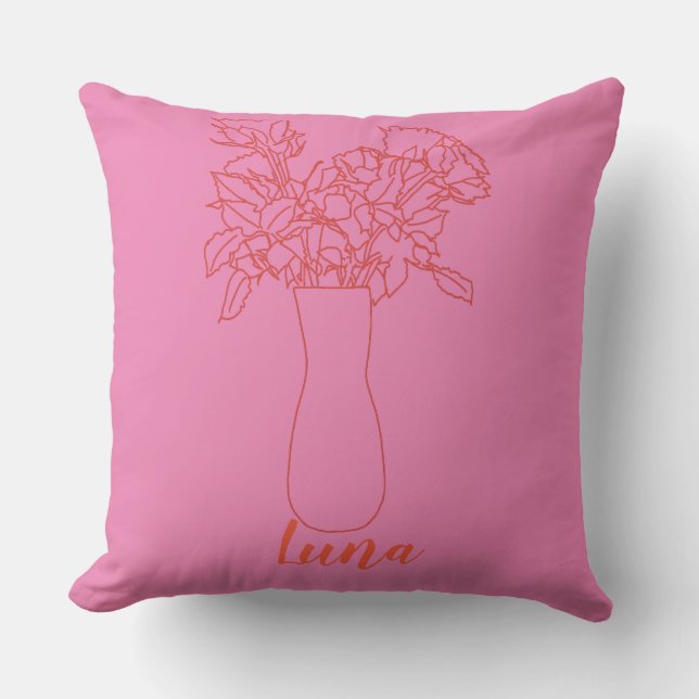 Coussin Illustration de fleur originale de ligne moderne (Recto)