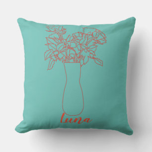 Coussin Illustration de fleur originale de ligne moderne