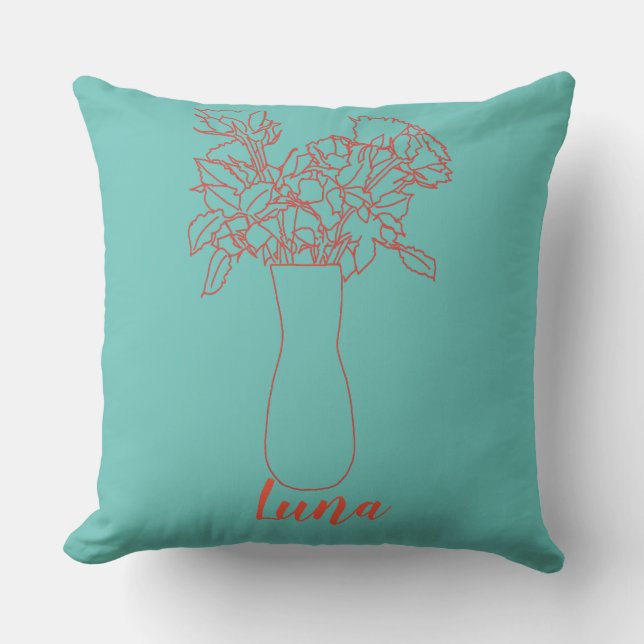 Coussin Illustration de fleur originale de ligne moderne (Recto)