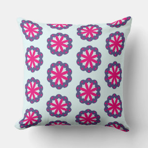 Coussin Illustration de formes florales violettes et roses