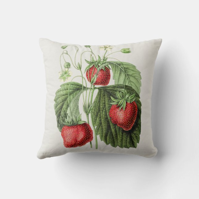 Coussin Illustration de fraise vintage (Verso)