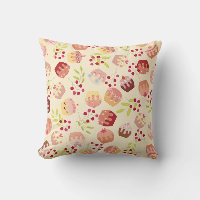 Coussin illustration de gâteau de tasse sans soudure (Recto)