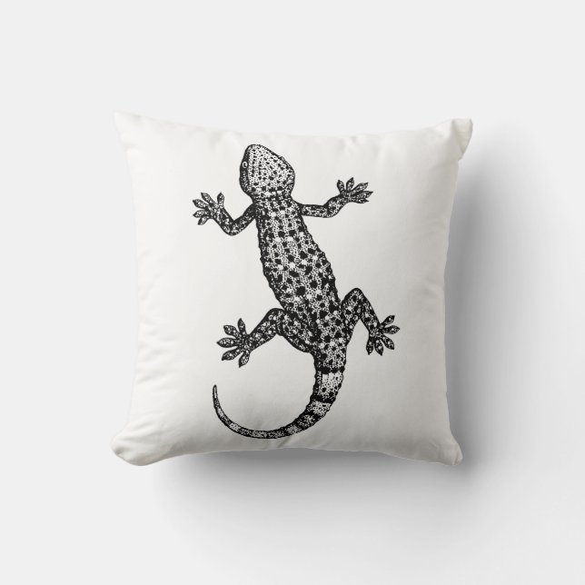 COUSSIN ILLUSTRATION DE GECKO LIZARD EN NOIR ET BLANC (Recto)