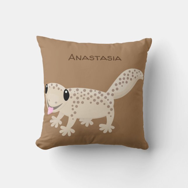 Coussin Illustration de gecko tan tan mignon (Recto)