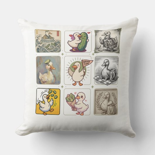 Coussin Illustration de grille de canard drôle (Recto)