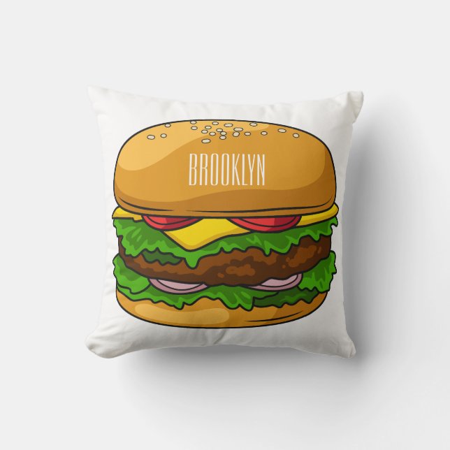 Coussin Illustration de Hamburger (Recto)