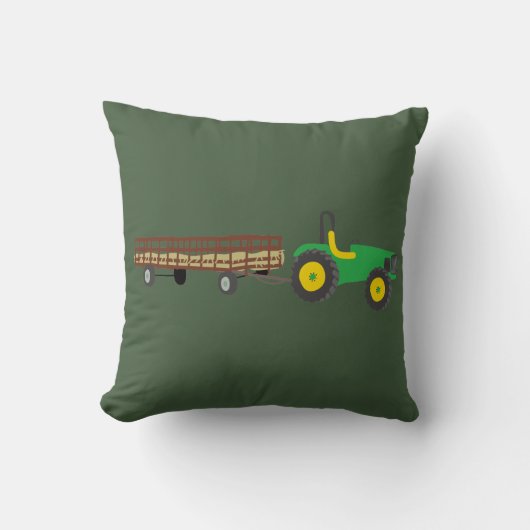 Coussin Illustration de Hayride Green and Yellow Tractor (Recto)