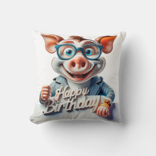 Coussin Illustration de joyeux anniversaire en dessin anim