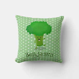 Coussin Illustration de la bande dessinée de brocoli dans