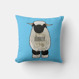 Coussin Illustration de la caricature de mouton Valais Bla
