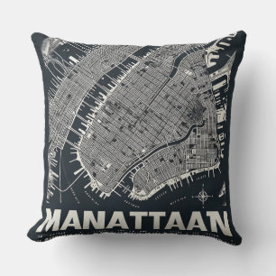 Coussin Illustration de la carte de Manhattan