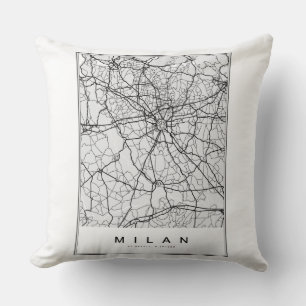 Coussin Illustration de la carte de Milan