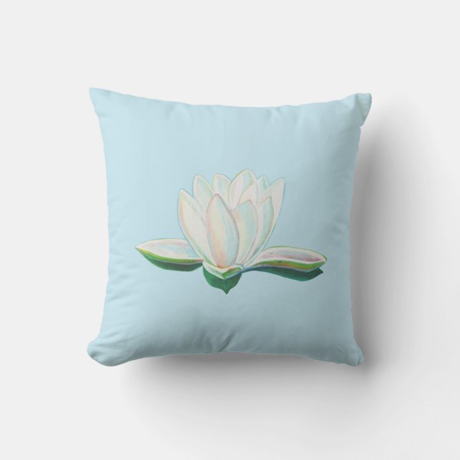 Coussin Illustration de la fleur de lotus blanc (Recto)