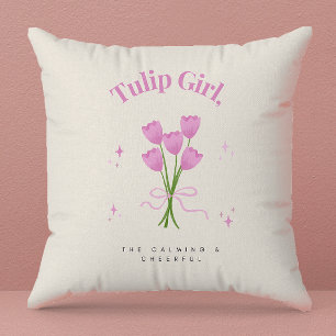 Coussin Illustration de la fleur de tulipe rose aquarelle