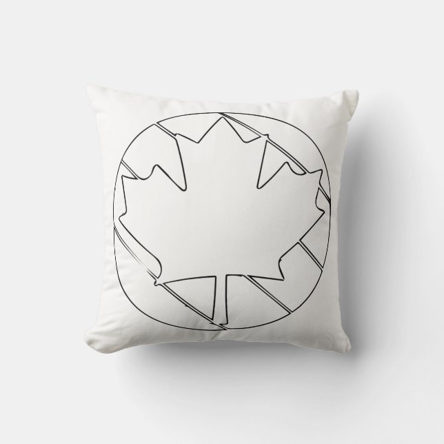 Coussin Illustration de la ligne Feuille d'érable canadien (Recto)