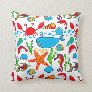 Coussin Illustration de la vie marine colorée