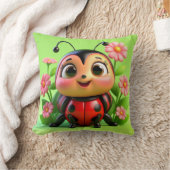 Coussin Illustration de Ladybug mignonne entourée de fleur (Couverture)