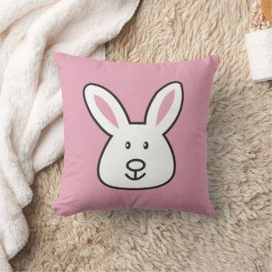 Coussin Illustration de lapin de Pâques mignon rose pastel