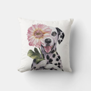 Coussin Illustration de l'aquarelle dalmate adorable
