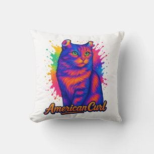 Coussin Illustration de l'art de la flûte de chat Curl amé