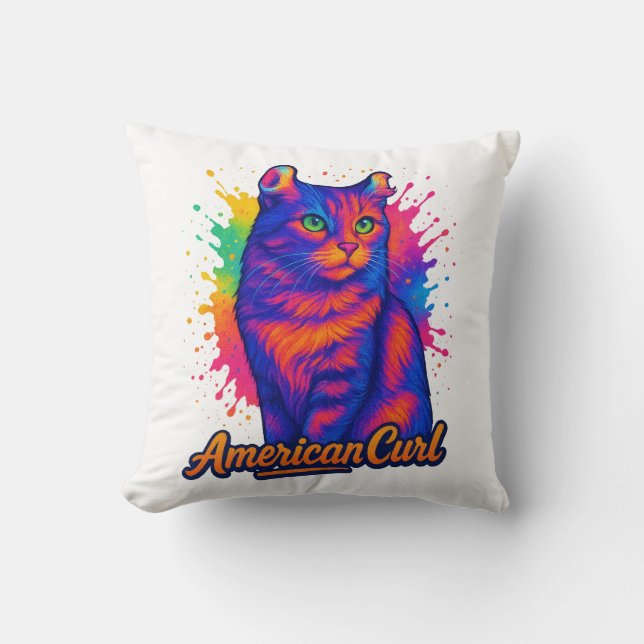 Coussin Illustration de l'art de la flûte de chat Curl amé (Recto)