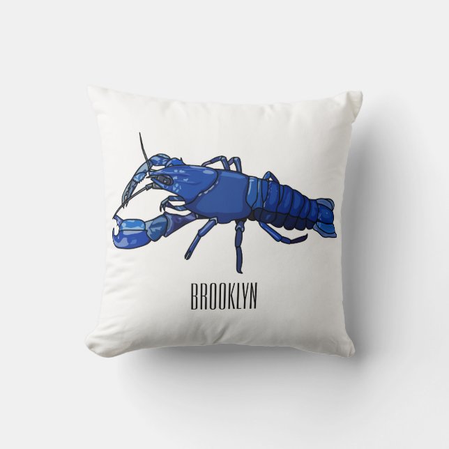 Coussin Illustration de l'écrevisse marron bleu (Recto)