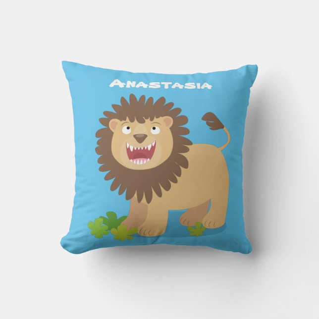 Coussin Illustration de l'effervescence de lions heureux (Recto)