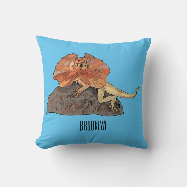 Coussin Illustration de lézard à col frisé (Recto)
