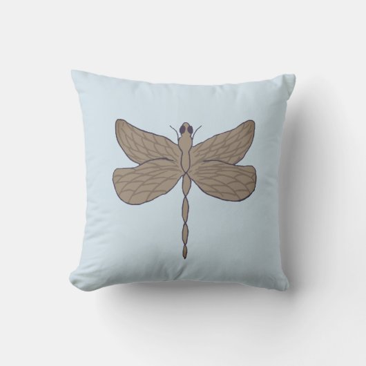 Coussin Illustration de libellule bleue et marron (Recto)