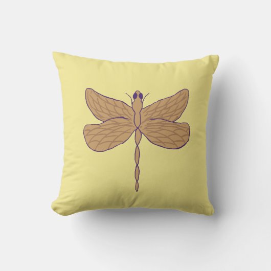 Coussin Illustration de libellule jaune et beige (Recto)