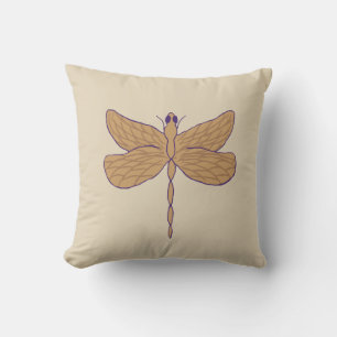 Coussin Illustration de libellule violet et brun