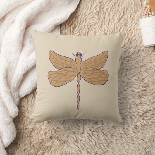 Coussin Illustration de libellule violet et tan (Couverture)