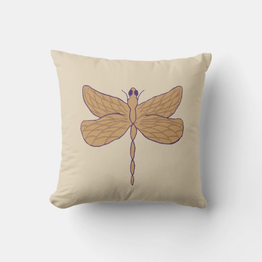 Coussin Illustration de libellule violet et tan (Recto)