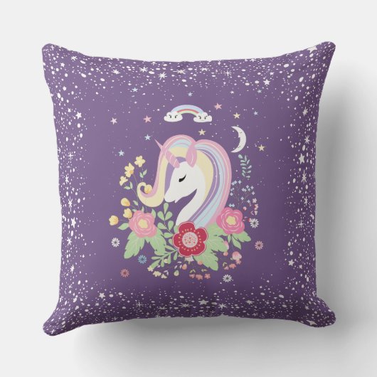 Coussin Illustration de licorne de poutre (Verso)