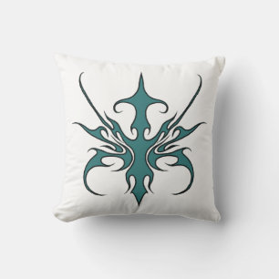 Coussin Illustration de ligne tribale d'aquamarine féroce