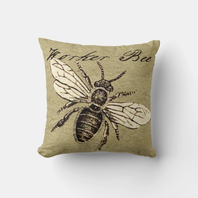 Coussin Illustration de l'insecte d'abeille vintage (Recto)